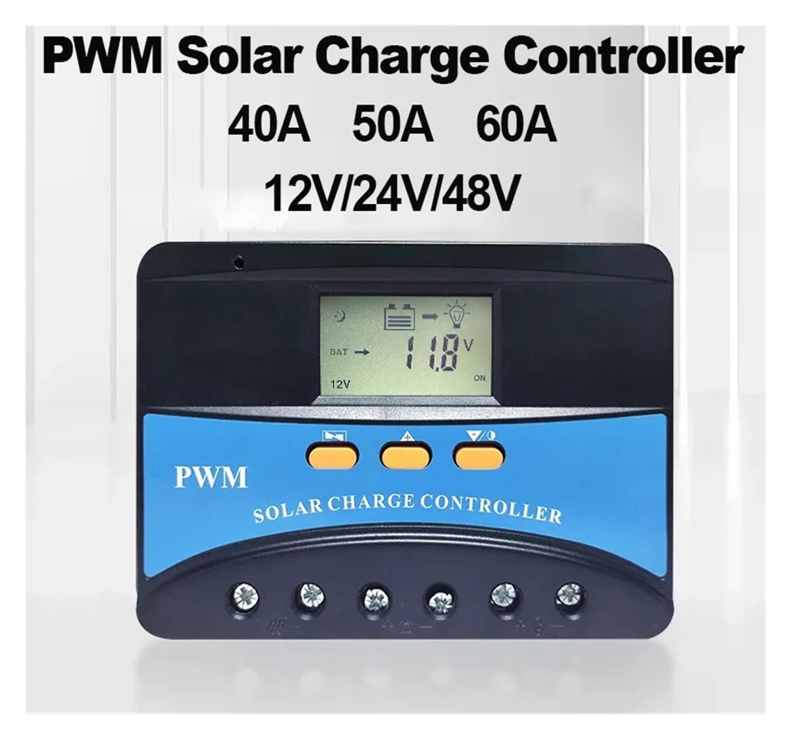 Regolatore di Carica Pannello Solare, Regolatore di Carica Solare 40A 50A 60A Regolatore di Carica PWM 12V 24V 48V Regolatore del Pannello Solare Display LCD Dual USB 5V(50A)