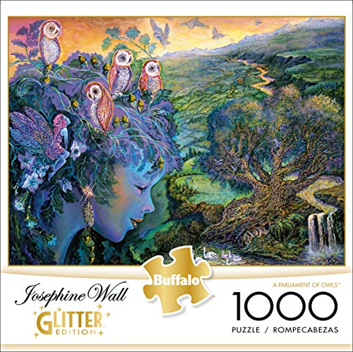 Buffalo Games - Flights Of Fantasy - A Parliament Of Owls (Glitter Edition) - 1000 Piece Jigsaw Puzzle, Blue #TOP1