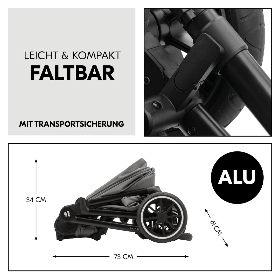 Hauck 3in1 Kinderwagen Set Move N Care mit Drive N Care Babyschale – Kombikinderwagen ab Geburt bis 22 kg mit Federung & wendbarer Sitzeinheit – Dark Grey