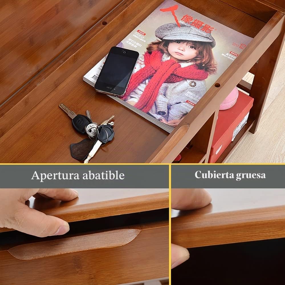 Banco Zapatero Entrada Recibidor,Resistente Armario Zapateros en Bambú con Asientos e 2 Estantes,para Entrada Pasillo Sala de Estar Dormitorio,Ahorro Espacio Fácil de Montar