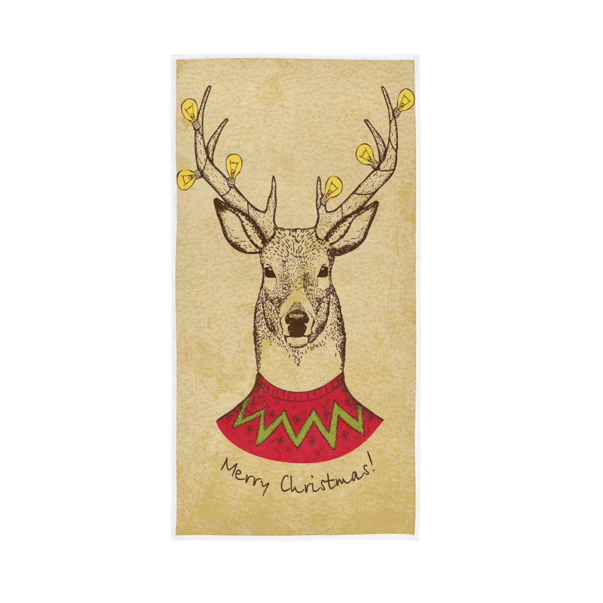 HUYGD Merry Christmas Deer Vintage Soft Bath Hotel Spa Hand Gym Sport Towel 76 x 38 cm(30 x 15 Inches)