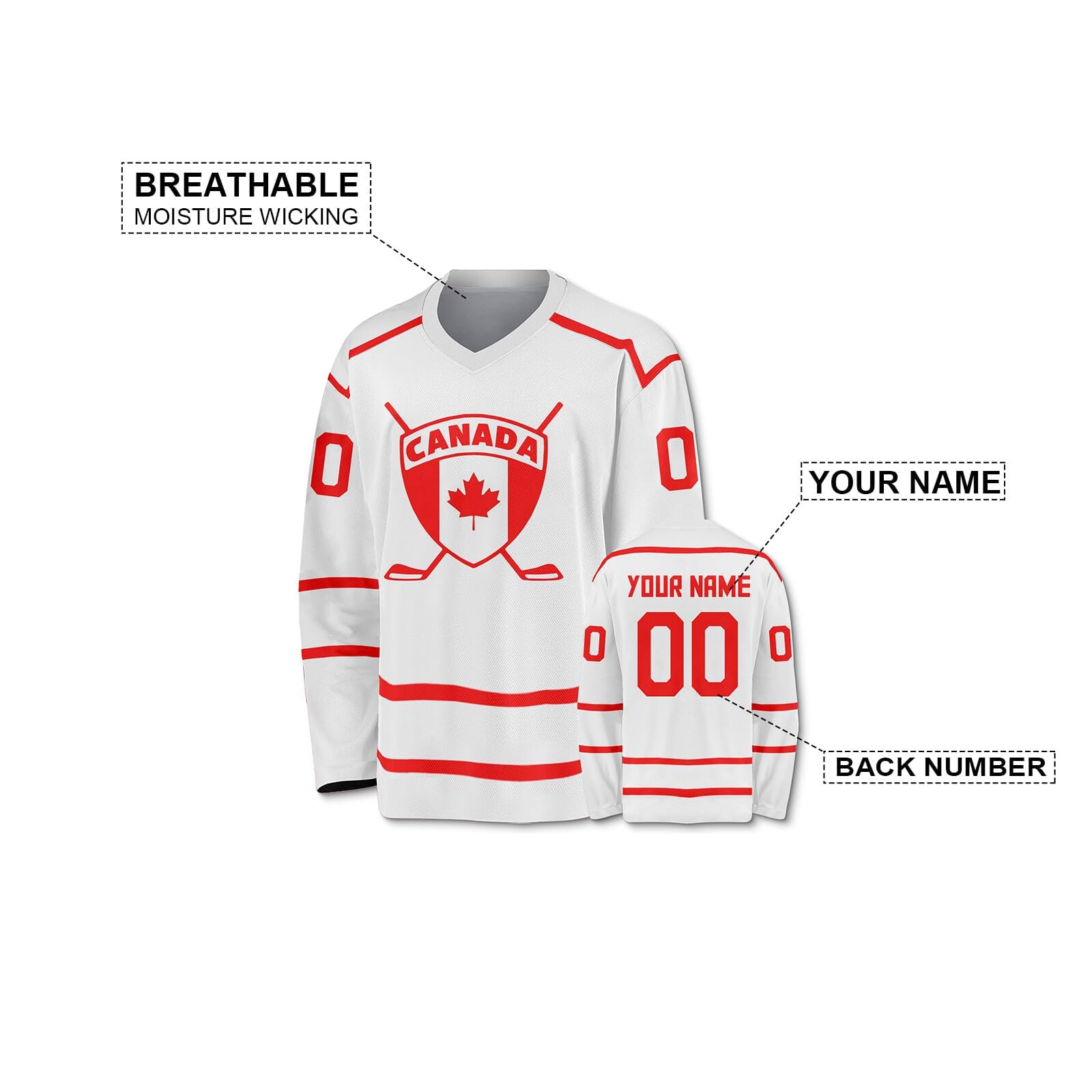 Camisetas de Hockey Personalizadas Hombre Mujer con Nombre Equipo Número
