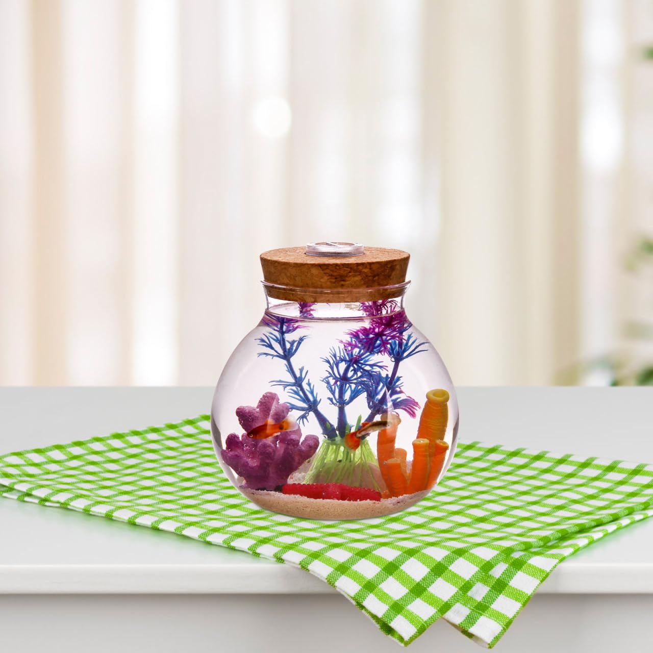 Balacoo Kork Micro Landschaft Ökologischen Flasche Klar Glas Anlage Terrarium Container Fisch Tank Runde Glas Aquarium Ball Nacht Lichter Geschenk