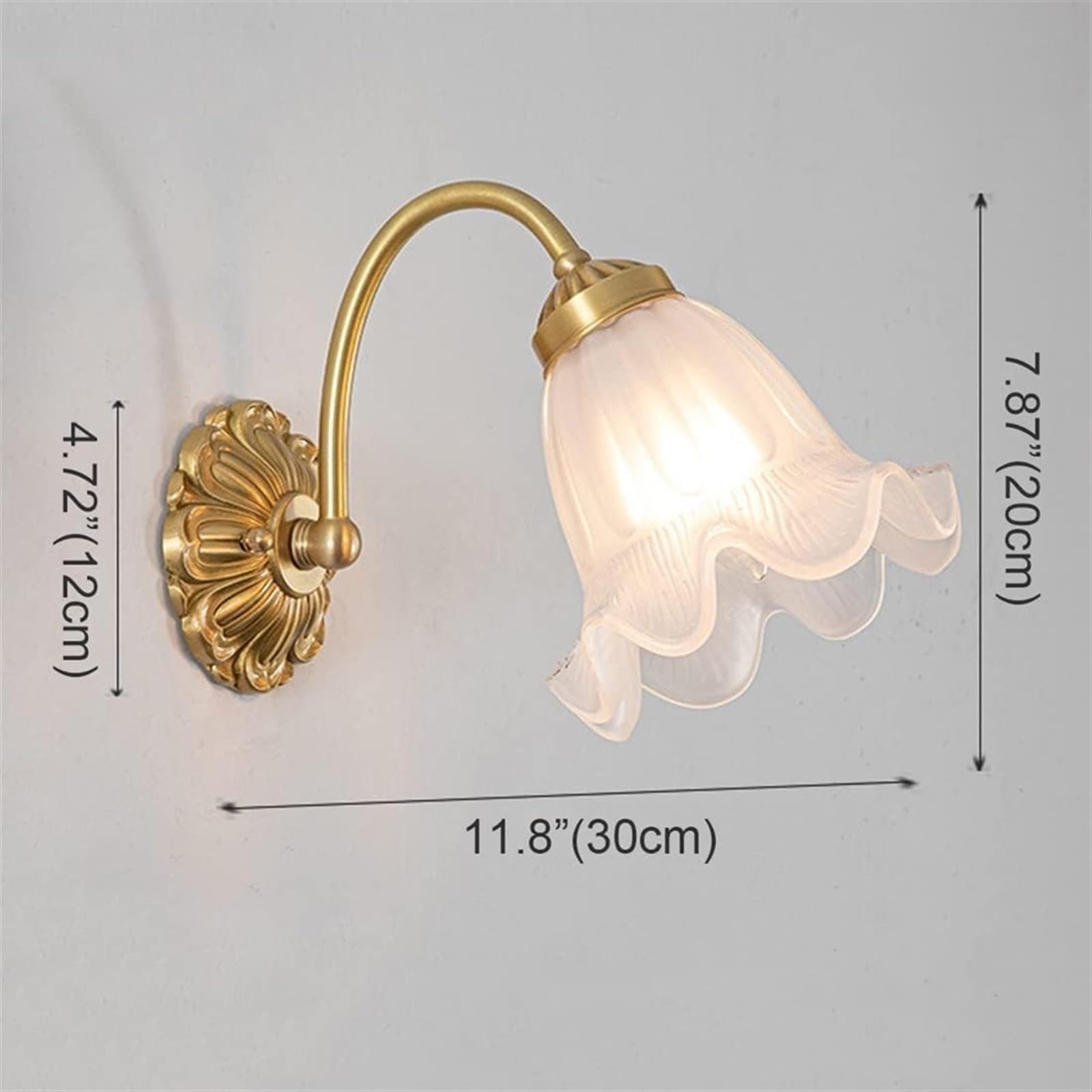 MOCHAMIK Lampy ścienne Kinkiety Kinkiety Oprawy oświetleniowe ścienne Retro Szklana ściana kwiatów Światło w stylu japońskim Mosiężna kinkiet Łazienka Próżność Kinkiety ścienne Oprawa ścienna do