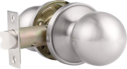 Probrico Paquete de 4 pomos redondos para puerta de pasilloarmario, función de paso para pasilloarmario, manija de cerradura de puerta interior,