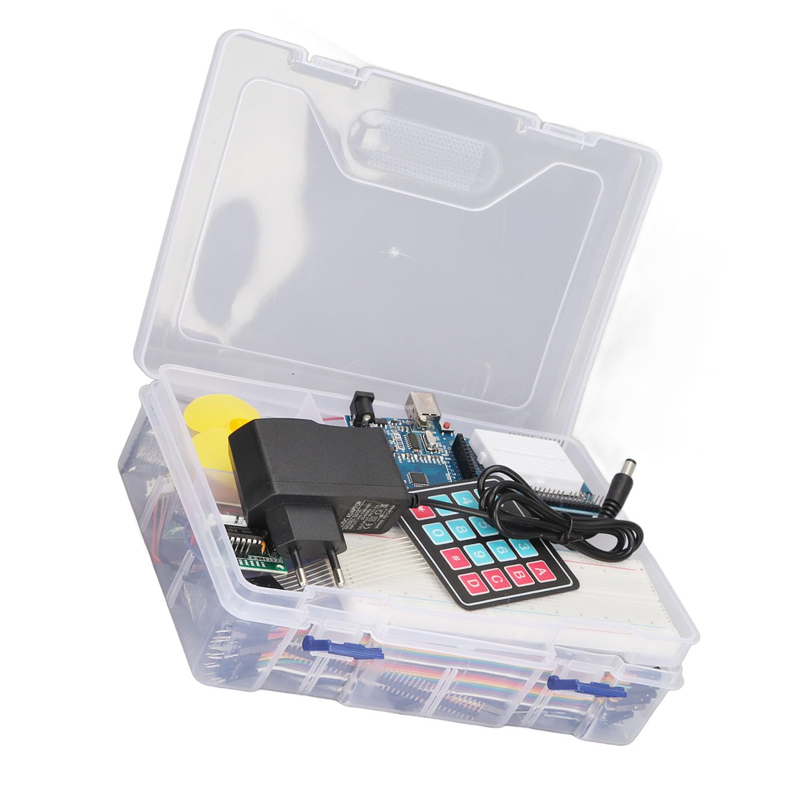 FTVOGUE Kit de Componentes Electrónicos Kit de Inicio de Electrónica de Plástico ABS con Placa de Pruebas Juego de Sensores de Resistencia de Condensador LED Colorido para Proyectos de Aprendizaje