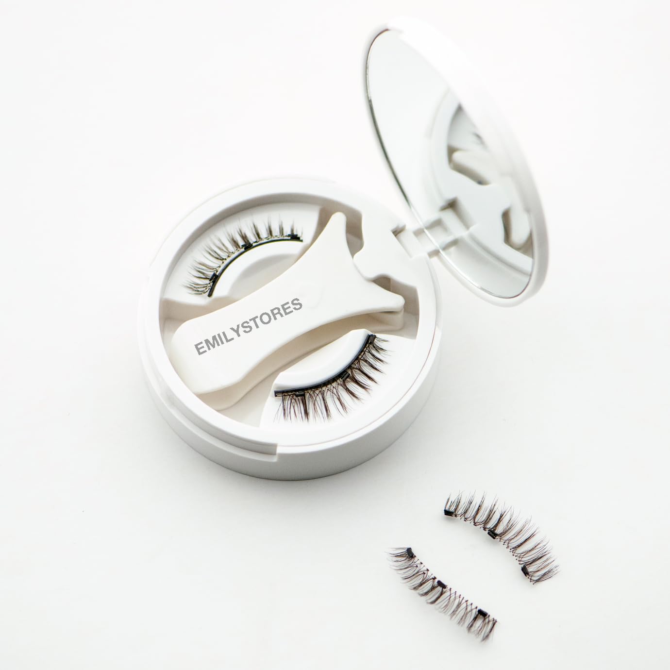 EMILYSTORES Magnetic False Eyelashes, Brown Natural Looking, Reusable with Applicator