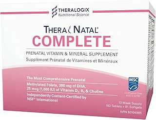 TheraNatal Complete Prenatal Vitamin with DHA, Folic Acid, Choline, & More (13 Week Supply) | Prenatal Vitamins for Women | Comprehensive Pre Natal Multivitamin Formula, NSF Certified