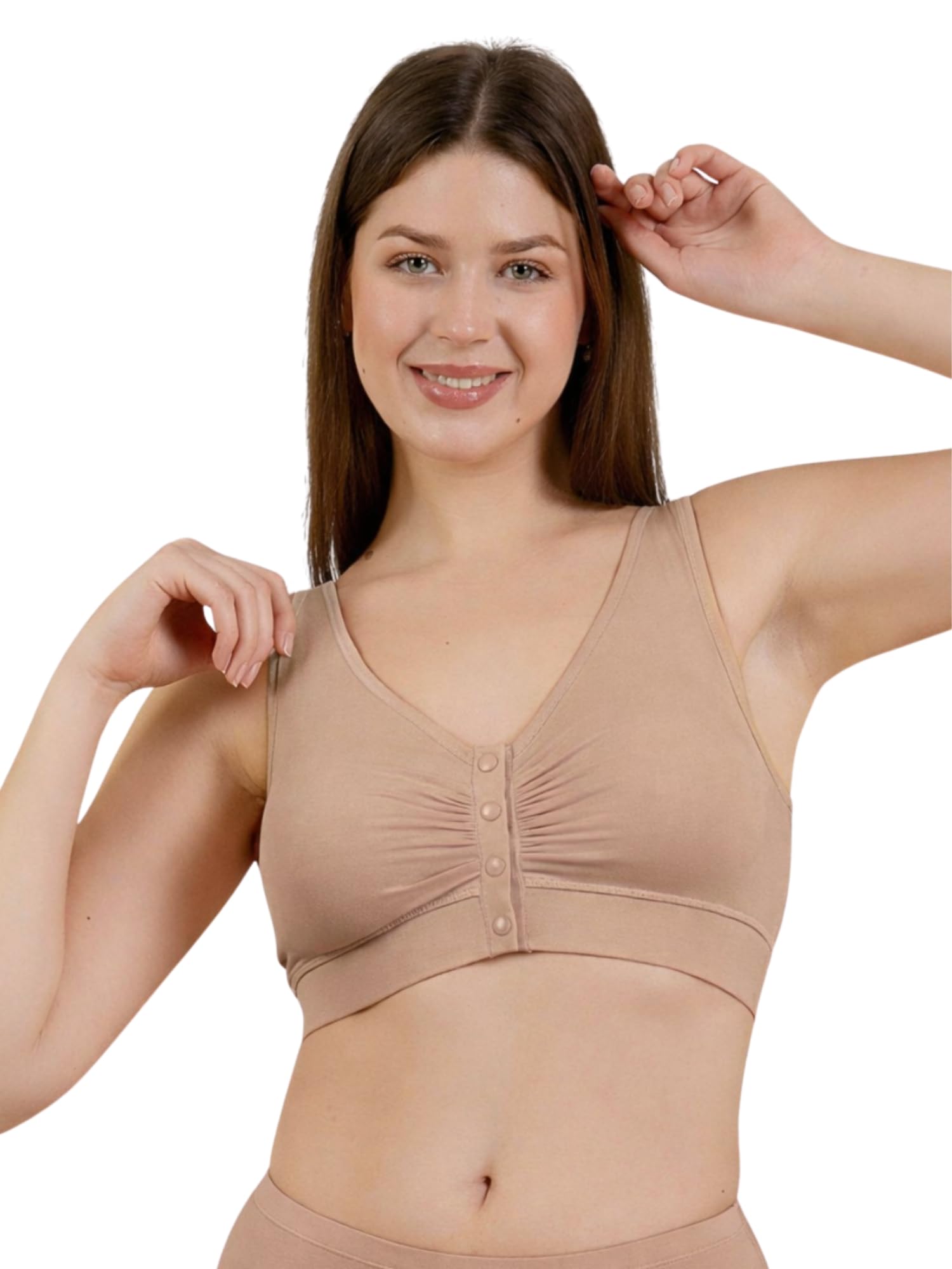 ZELENA Ruched Maternity Bra for Women Feeding | Modal Fabric Front Open Bra for Breastfeeding | Non Padded Nursing Bras | Maternity Bras After Delivery