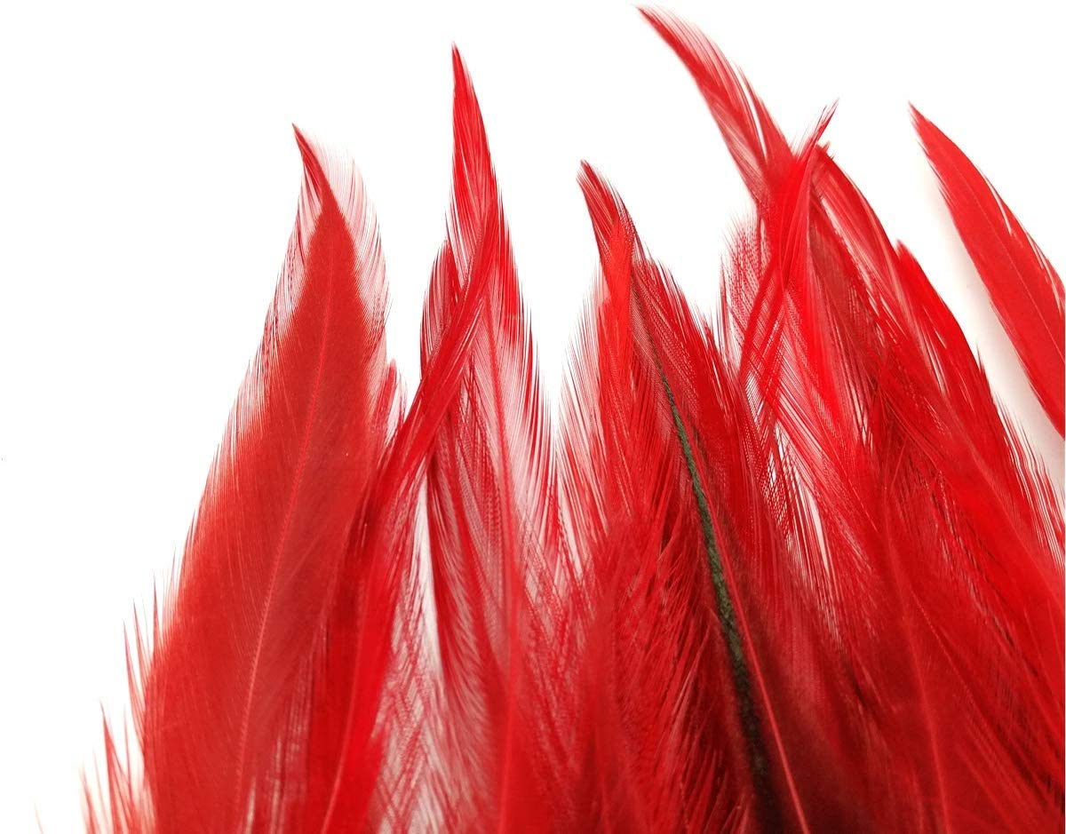 Tiptop Decoration Natural Dyed Pointed Feathers (10-15 Cm) (50 Pieces) (Blood Red) 4
