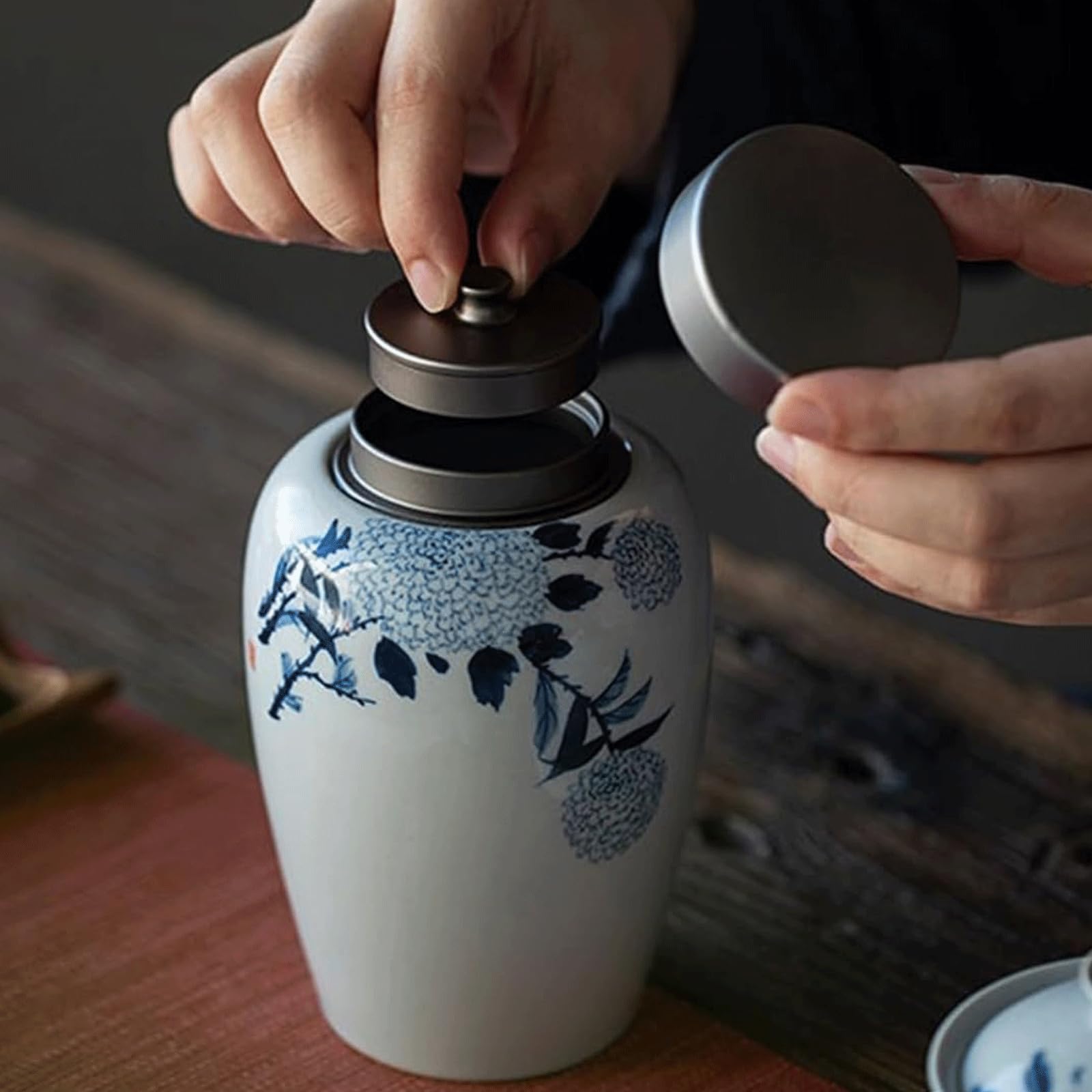 Barattolo per il tè in ceramica Barattolo con sigillo di marea Barattolo per la conservazione del tè con coperchio in alluminio Contenitori per la conservazione degli alimenti Set di contenitori