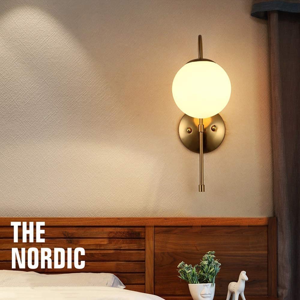 Lámpara de pared con pantalla de vidrio, lámpara de pared Moderna geométrica de Oro nórdico, adecuada para dormitorio, mesita de Noche, Sala de estar, comedor, entrada, comedor, lámpara de Par