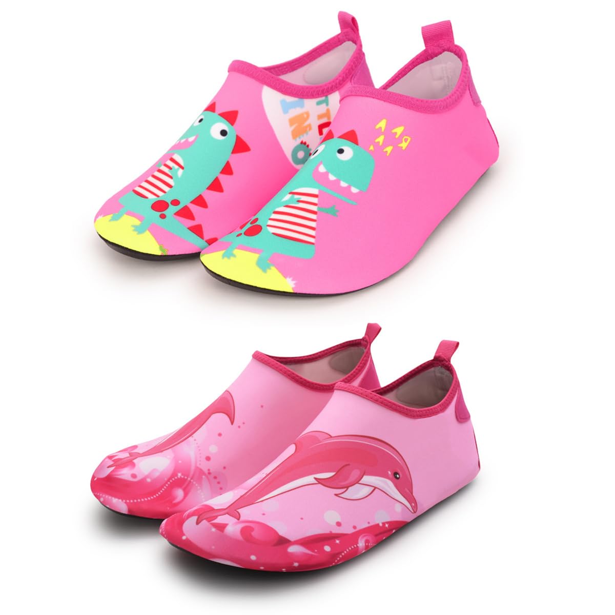 NEMOGLOBAL Water Shoes for Girls Boys Toddler Non-Slip Quick Dry Aqua Shoes for Beach Outdoor Sports 2 Pairs (Pink, Little_Kid, Numeric_11, Numeric_Range, us_Footwear_Size_System, Numeric_12, Medium)