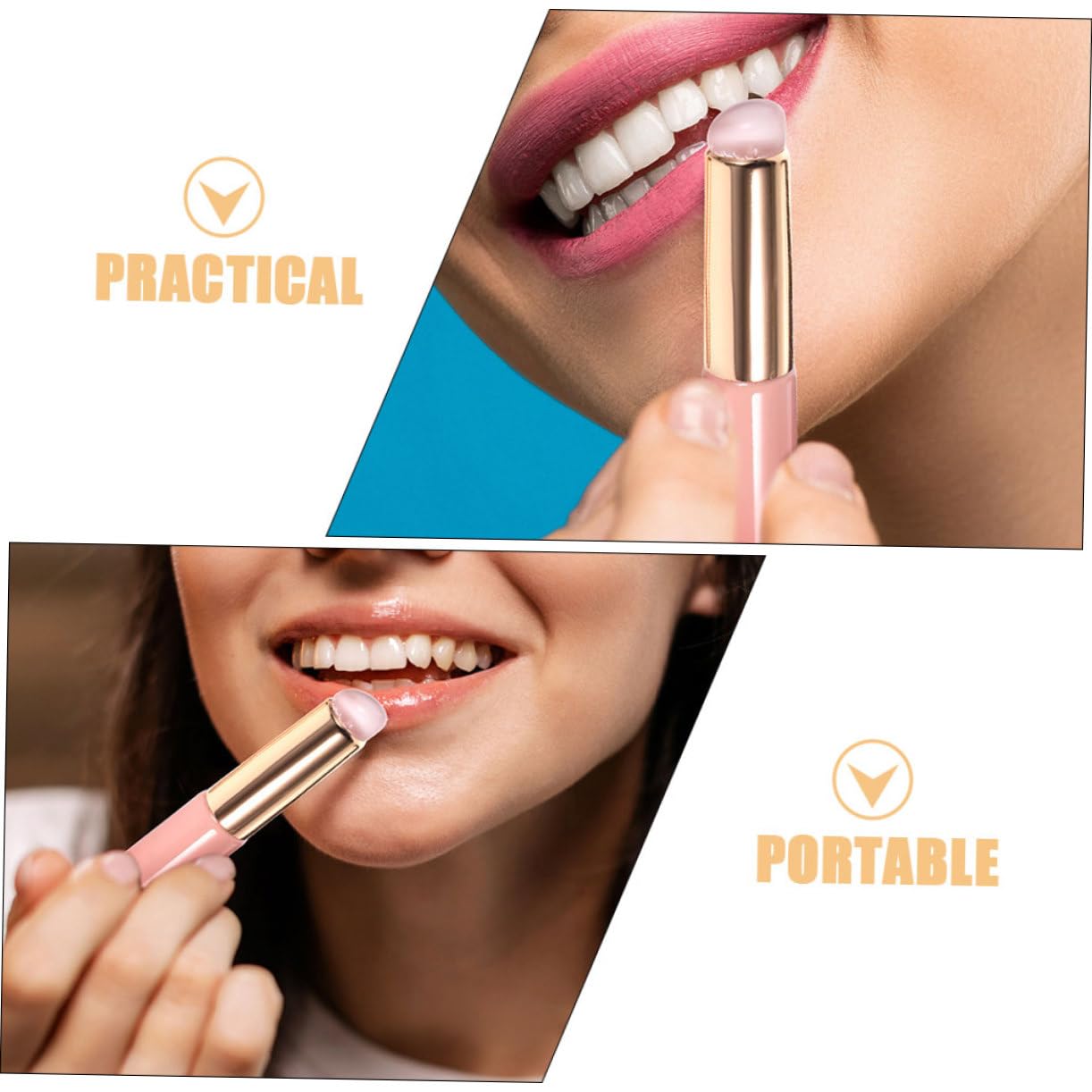 BELLIFFY 4pcs Silicone Lip Gloss Applicator Brushes Portable Makeup Tools for Lipstick and Concealer Durable Design with Cover for Effortless Blending and Lip Finish