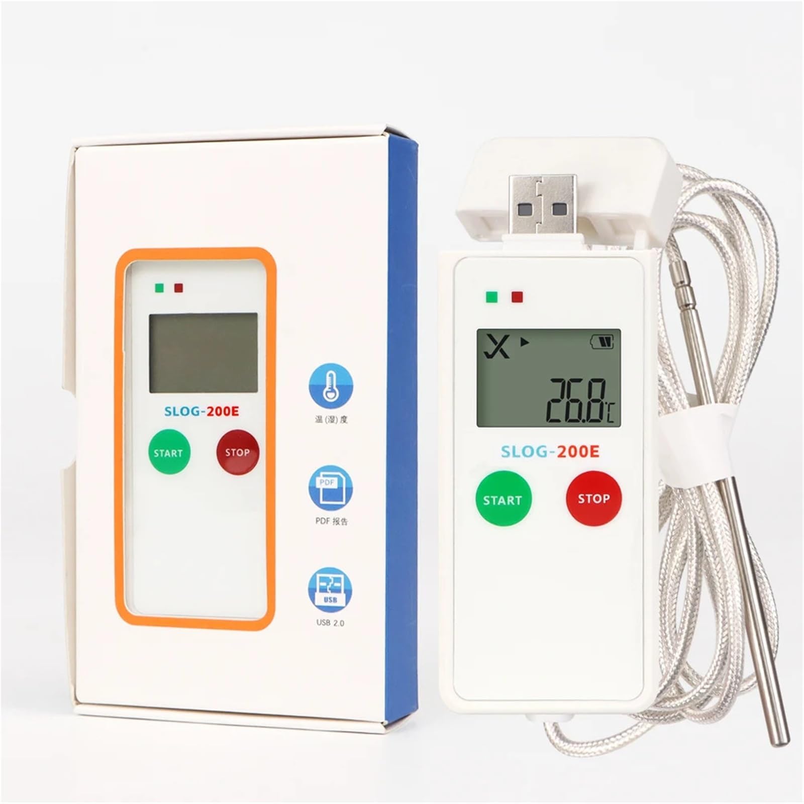 datenlogger Temperaturdatenlogger -30 °C bis 70 °C, 65.000 Messpunkte, mit NTC-Sensor for die Kühlkette(SLOG-30E)