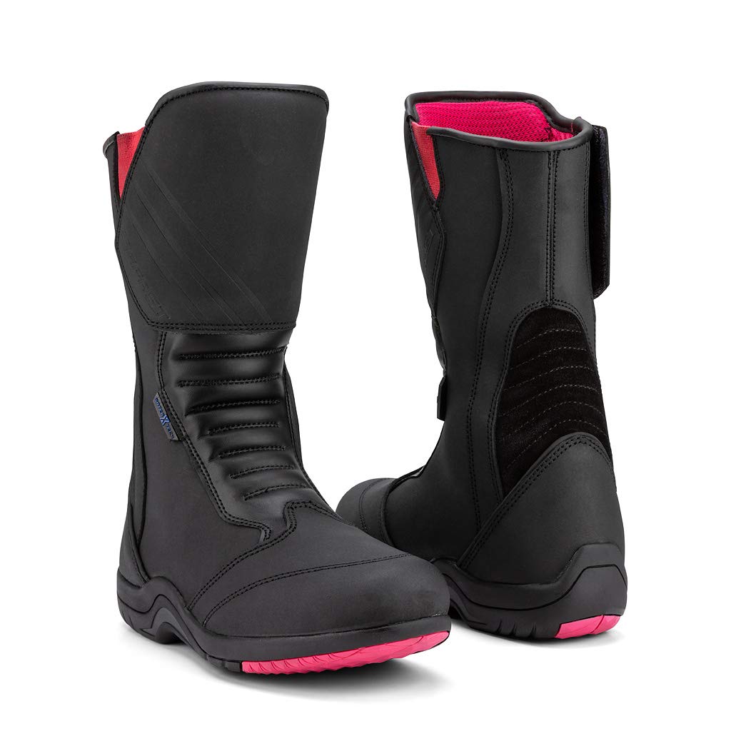 Stivali Moto da Donna Touring VIOLET WP, con Microfibra Idrorepellente Resistente all'Abrasione e al Taglio, Colore Nero