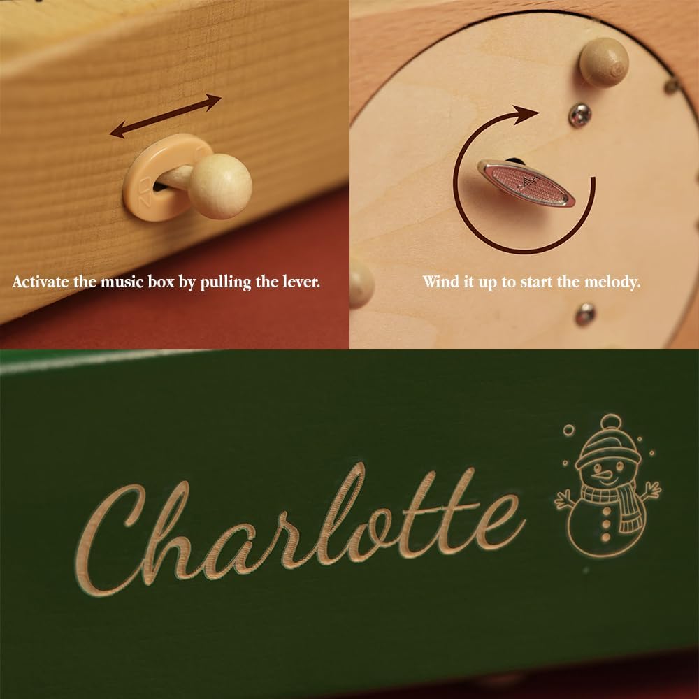 Sowood Personalized Musical Wooden Ballerina Carousel, Custom Engraved Name Music Box, Handcrafted Spinning Dance Keepsake, Elegant Gift for Girls, Birthday or Christmas Home Decor