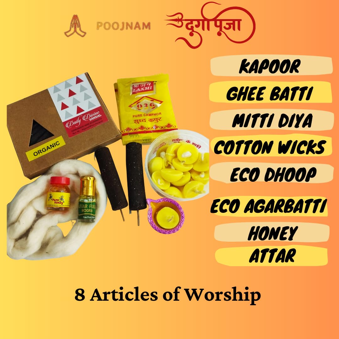 Poojnam Durga Puja Samagri Kit : Complete Set of 36 Essentials for Durga MATA Decoration and Worship During Navratri Festival | Navratri Special | MATA Rani Pooja 3