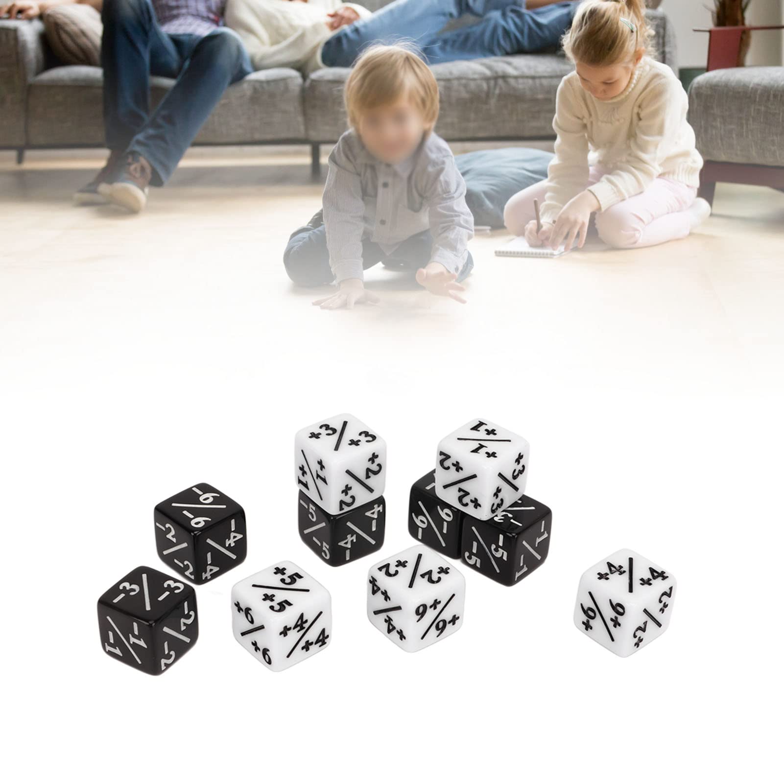 VBESTLIFE 20 Dados De 16mm Con Números Positivos Y Negativos – Set De 4 Caras Para Enseñanza De Matemáticas, Plástico Duradero En Blanco Y Negro