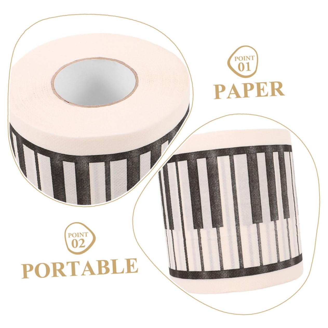 KOMBIUDA Carta Igienica Carta Decorativa Creativa Stampa Pianoforte, 5 Pezzi per Bagno e Banchetto, per Amanti della Musica