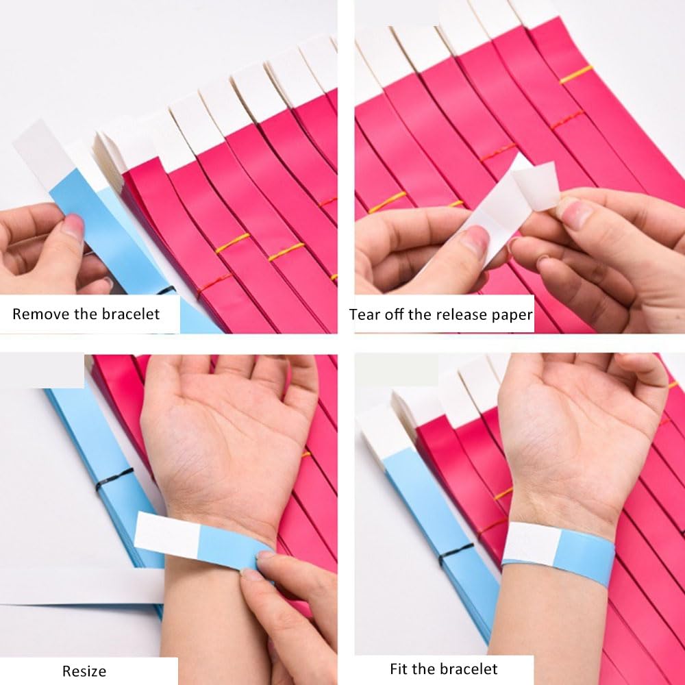 Bracelets Entrée Festivals 600 Bracelets D'identification Néon - Pour événements, Festivals, Concerts Papier Imperméable 25cm