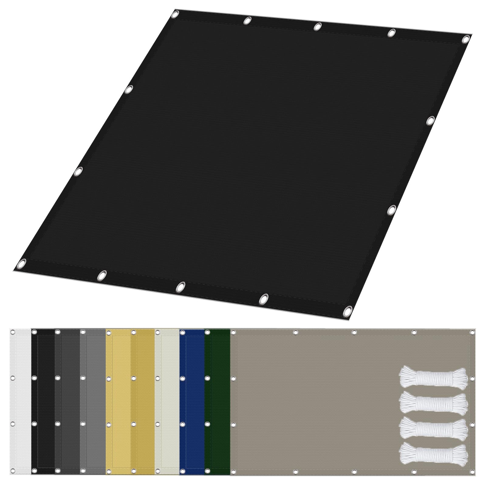 Voile ombrage rectangulaire protection solaire polyester résistant avec cordes