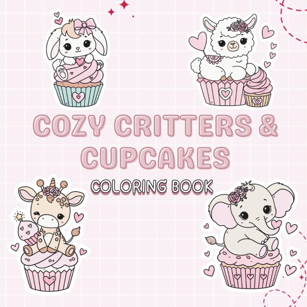Cozy Critters & Cupcakes: A Cute and Relaxing Coloring Book: Adorable Animals, Sweet Treats, and Cute Designs for Stress Relief, Mindfulness & Creative Fun