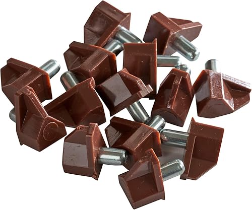 Rok Hardware - Juego de 20 soportes para estantes de 0.197 in, color marrón, clavija de acero para armario de cocina, estantes de libros