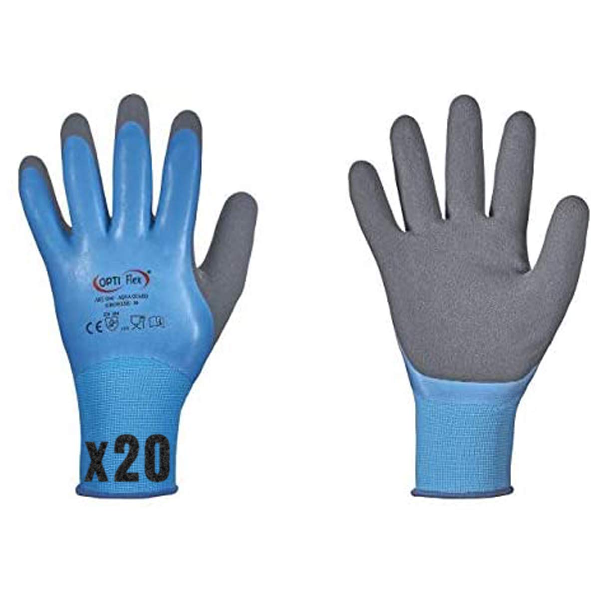 Optiflex HandschuhMan. Vollbeschichtete Arbeitshandschuhe Aqua Guard, wasserdicht lebensmittelgeeignet. Gr. 7-11 (11/XXL (20 Paar))