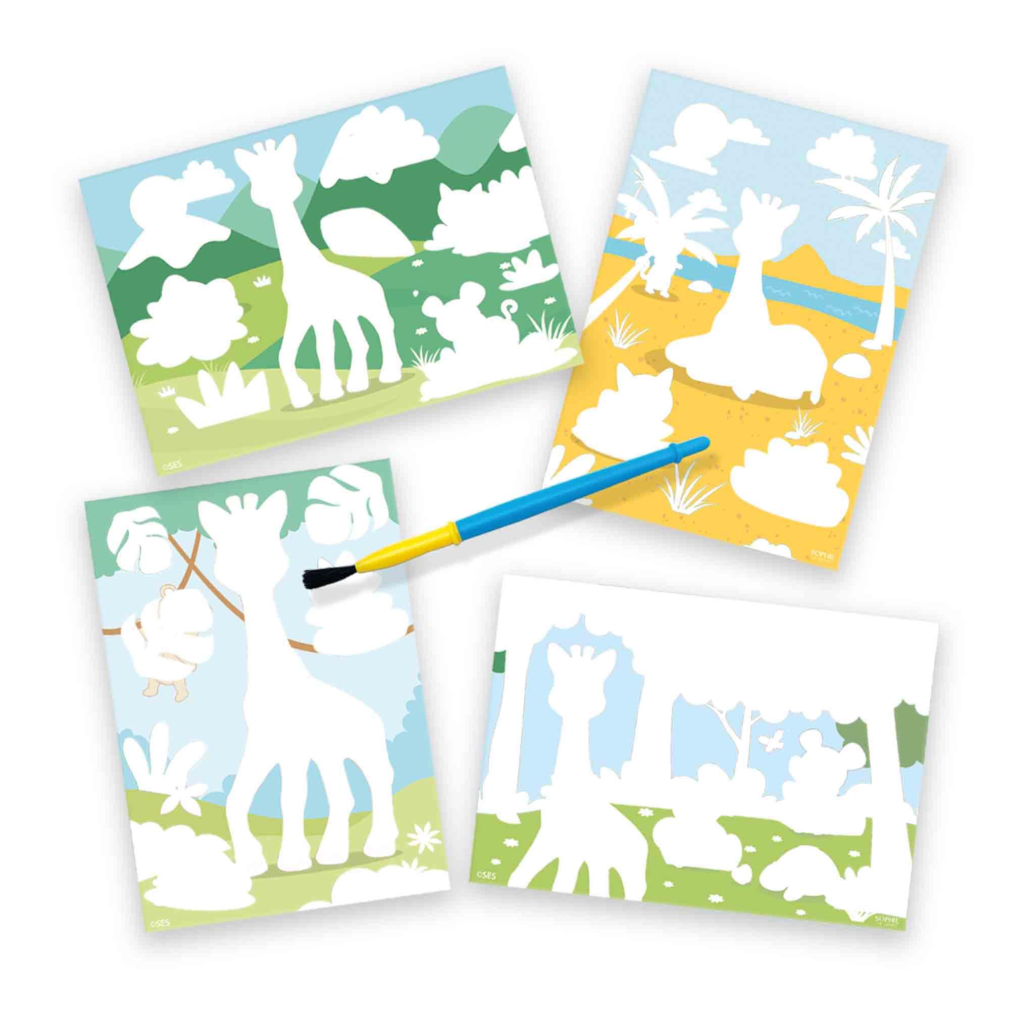 SES Creative 14490 - Sophie la Girafe - Colouring with Water, no Mess, 4 Reusable Cards, for Young Children - Image 2