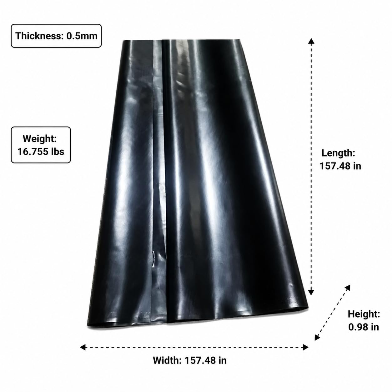 HDPE Teichfolie 1mm, 4x50m, wasserdichte Dichtungsfolie für Fischzucht und Gartenteich, Schwarze Folie, 0.5mm Thick Waterproof membran