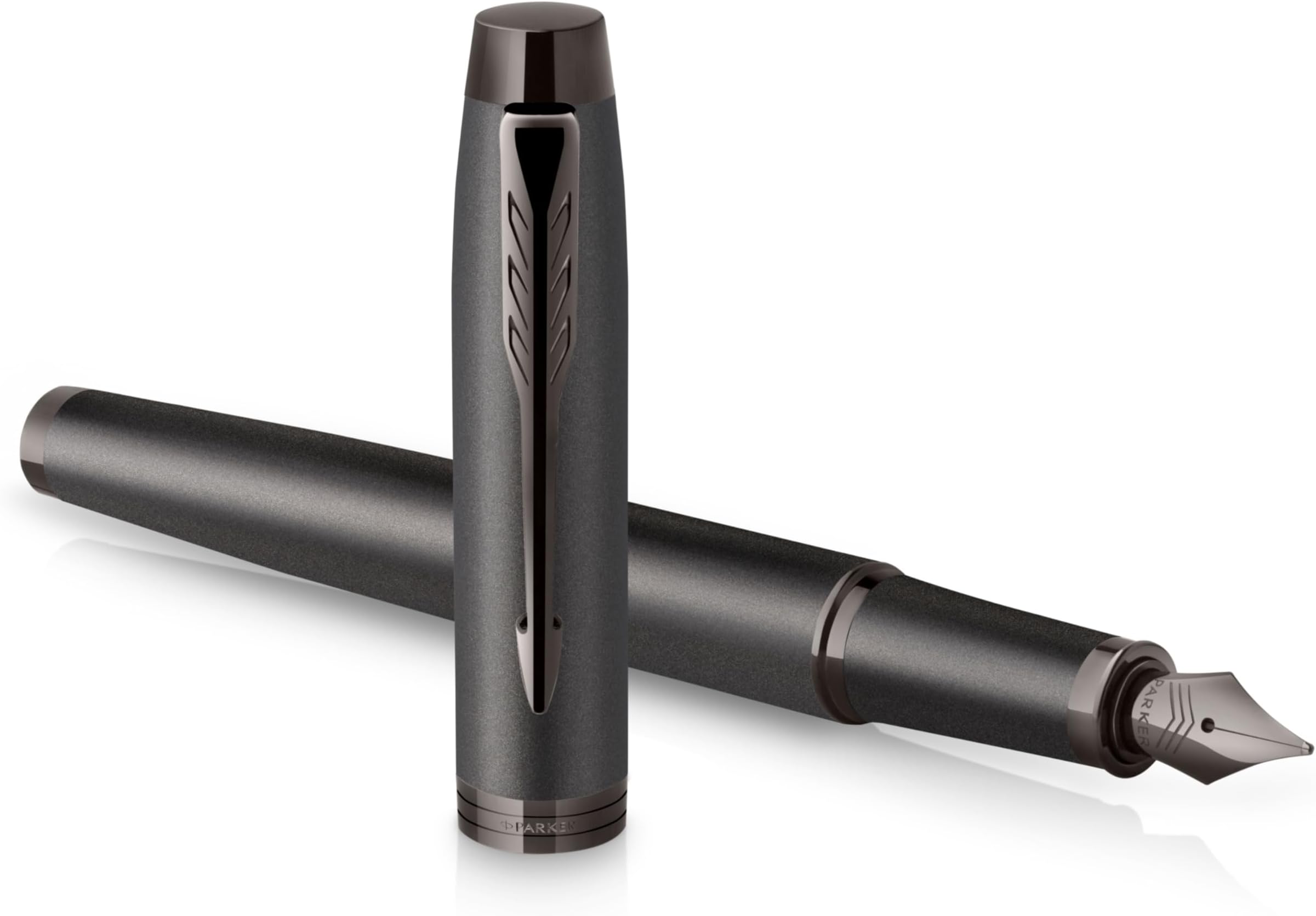 IM Monochrome Fountain Pen | Gun Metal Finish and Trims | Fine Nib | Blue Ink | Gift Box
