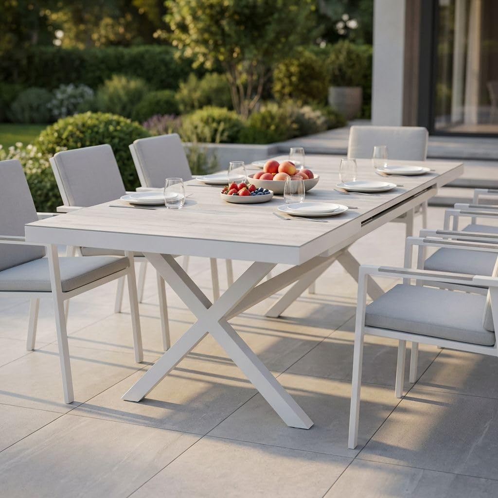 milani home GRES - tavolo da giardino allungabile in alluminio e gres