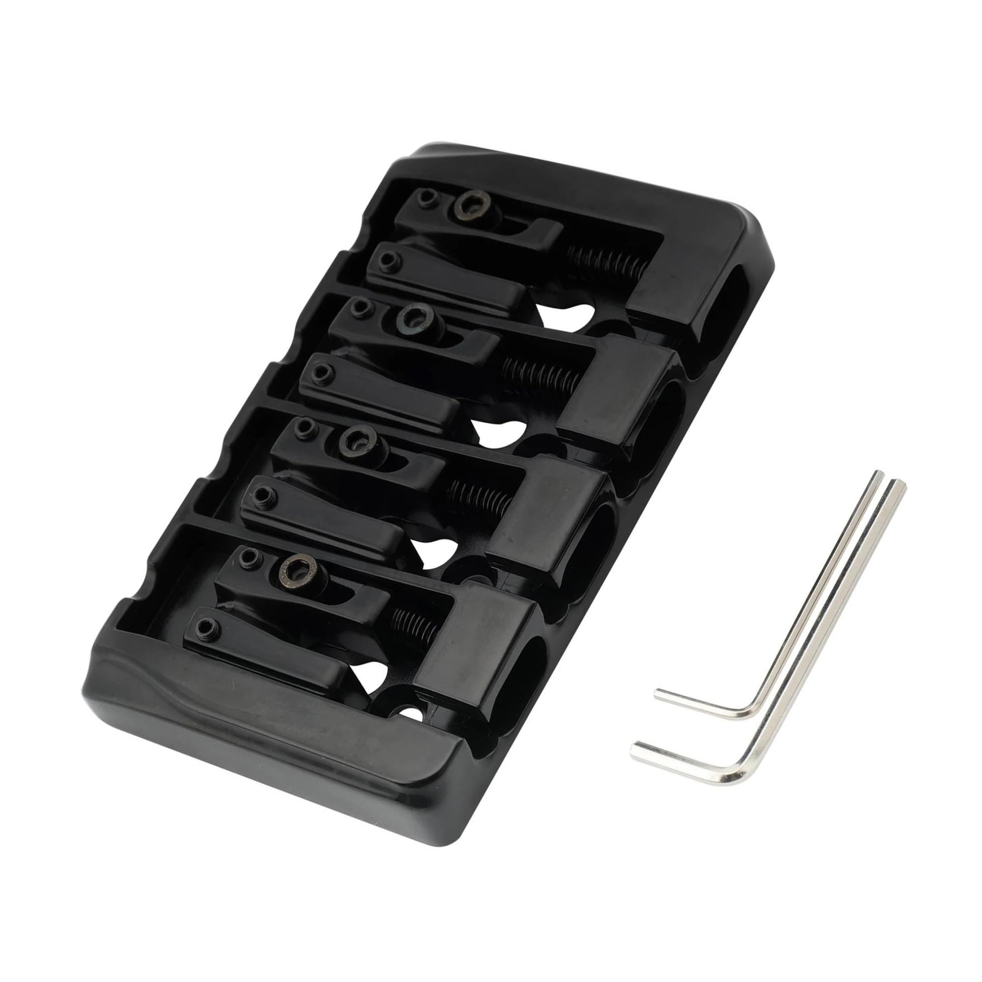 Puente Para Bajo De 4 Cuerdas De Zinc Duro Con Bloqueo De 19 Mm Puente De Guitarra Profesional(Bk)