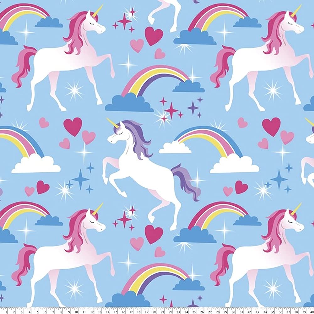 PICO TEXTILES1 Yard - Prancing Unicorns Fleece Fabric - Sold by The Yard - Print Fleece Fabric - Ideal for Sewing Projects, Scarves, No Sew Fleece Throws and Tie Blankets