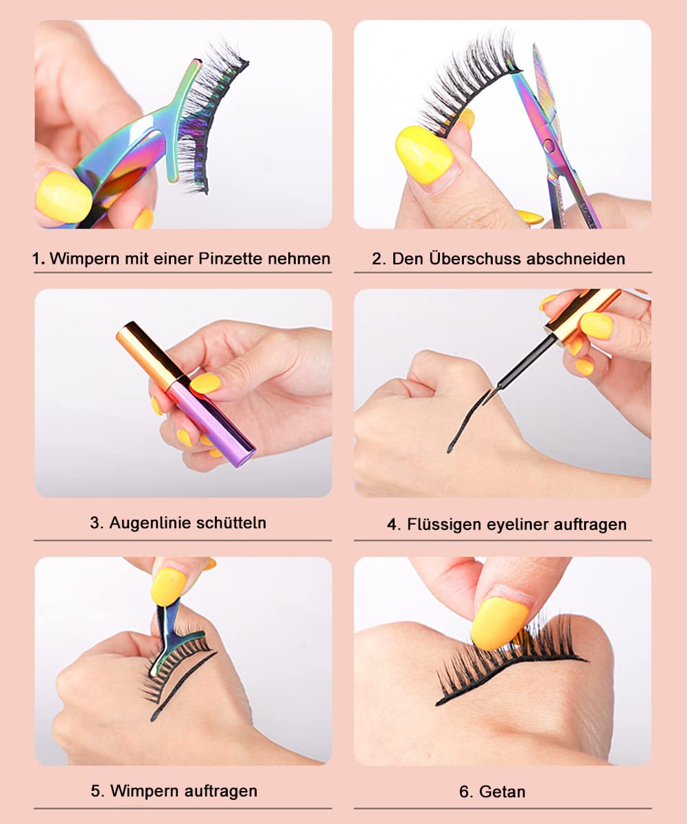 Magnetische Falsche Wimpern Kit 3D Künstliche Wimpern Natürliche Glueless Handgemachte Falsche Eyelashes Wasserfester Eyeliner 5 Paar Wiederverwendbare Magnet Wimpern Mit Pinzette Und Schere