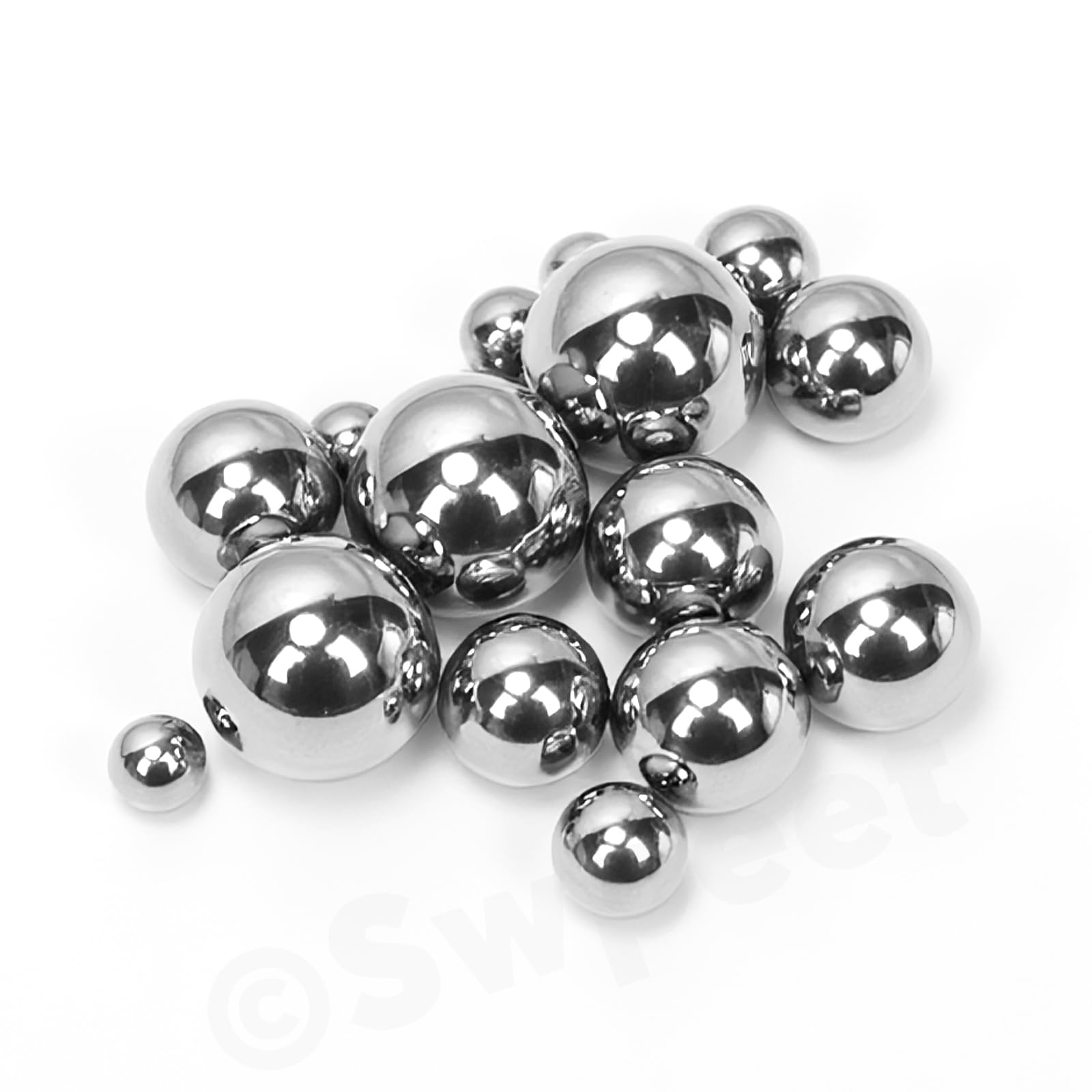 Swpeet 510Pcs 11 dimensioni 2-8mm Kit assortimento palle di cuscinetto in acciaio cromato di precisione metrica, palle di cuscinetto per biciclette, 2mm 2,5mm 3mm 3,5mm 4mm 4,5mm 5mm 5,5mm 6mm 7mm 8mm