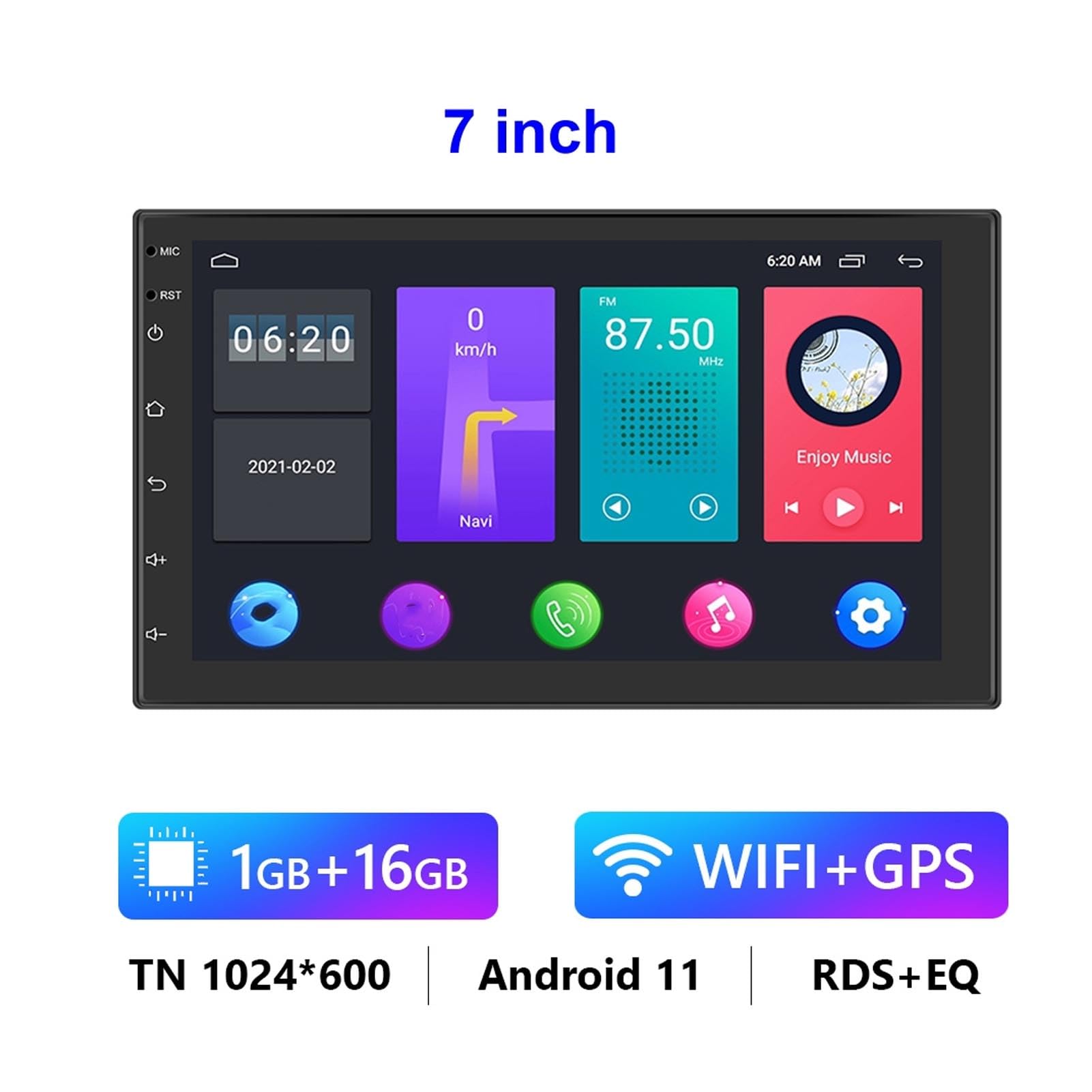 7-calowe Radio Samochodowe Stereo z Podwójnym DIN dla Androida 13, Ekran Dotykowy HD z nawigacją GPS Kamera Cofania AHD, Radio Samochodowe Stereo z Ekranem Dotykowym