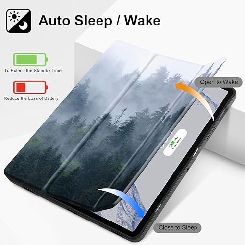 Miniatura 2 de Mektron Funda para Samsung Galaxy Tab S9 FE  S9 de 11 pulgadas 2023 X710X716BX718U, portalápices integrado con tapa dura mate con encendido y