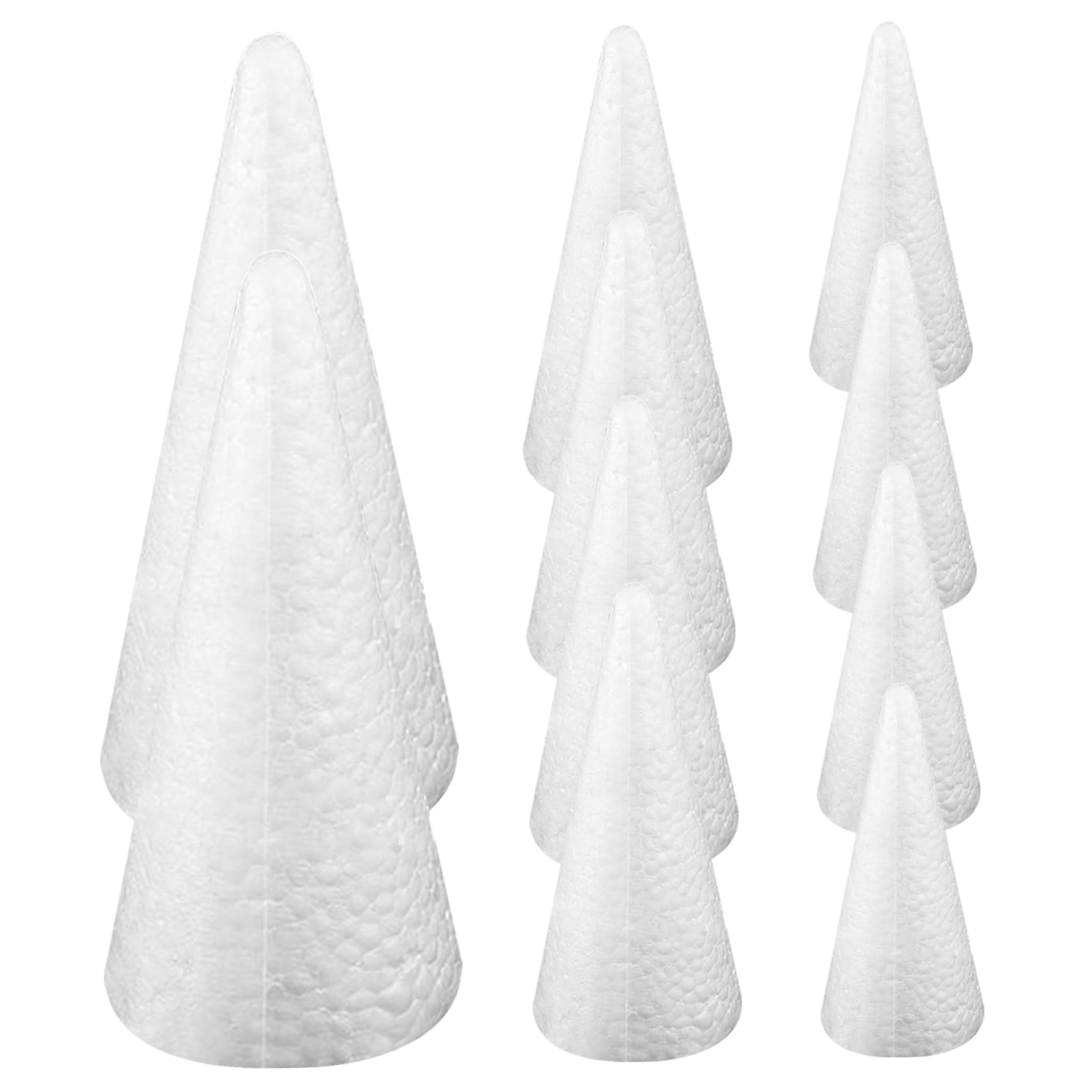 Jorzer Christmas Crafts Polystyrene Cone 10PCS Foam Cones for Christmas Craft Supplies Assorted Sizes Crafting Cones for Christmas Tree Gnomes Making DIY Art Projects
