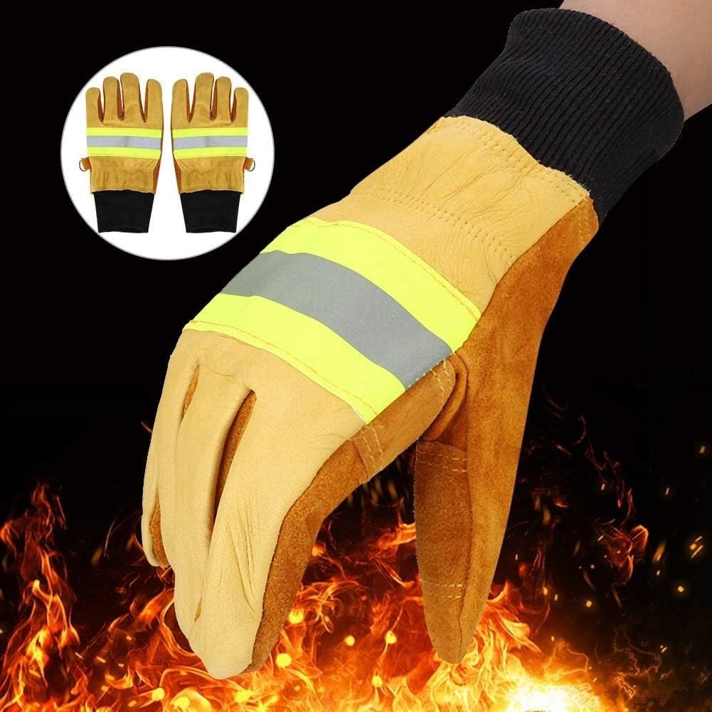 Guantes, par de Guantes de Cuero de Vaca - Guantes de Seguridad Largos Resistentes al Calor ignífugos, Calor Radiante, Guantes de protección de Trabajo de Alta Resistencia