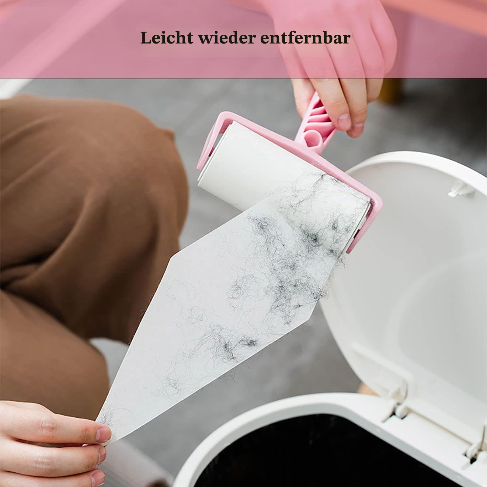 Fusselrollen für Tierhaare, Extra Stick Fusselentferner mit Abdeckung, Hunde/Katze Haarentfernung, 4 Nachfüllungen + 1 Roller, insgesamt 220 Blatt