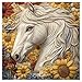 Horse Puzzles for Adults 1000 Piece, Larkipuzz Challenging Ssunflower Flower Puzzle Embroidery, Hard Impossible Wildflower Plant Theme as Wall Art