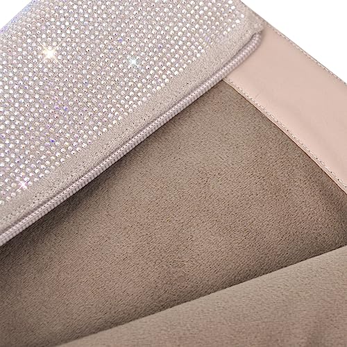 richealnini Women's Rhinestone Knee High Boots with Zipper Side Zip Up Low Platform Heel Square Toe Chunky Block Heeled Boots4