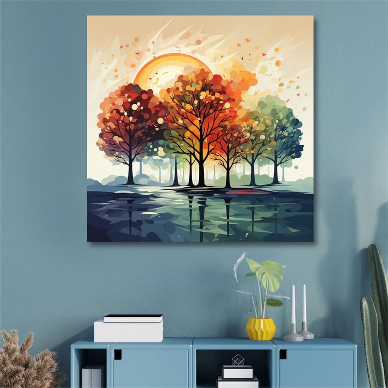 Image of SAF Wooden Framed Nature Art Canvas Wall Painting for Home Decor And Office||For Bedroom,Living Room Home wall and Office Interior 24X24Inch and Office CR-284