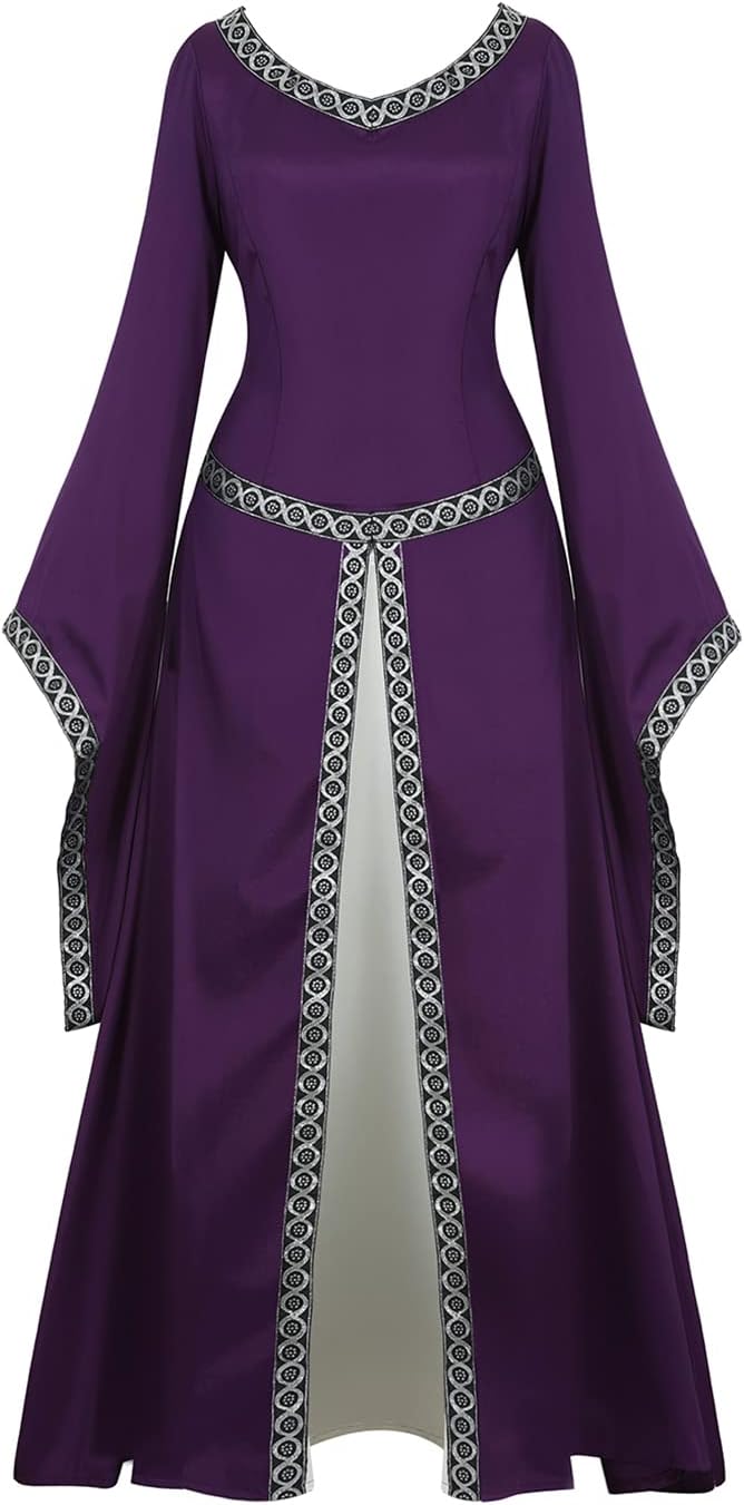 Womens Renaissance Costumes Medieval Irish Dress Victorian Retro Gown Cosplay Long Dress