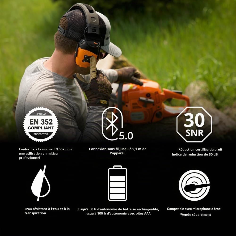 ISOtunes Link 2.0 Casque Anti Bruit Bluetooth EN352 50 h 25 DB