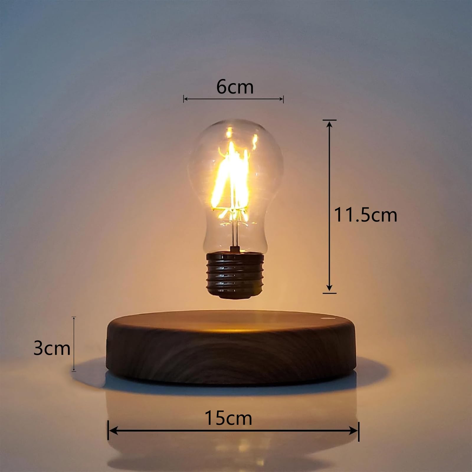 ele ELEOPTION Schwebende LED-Tischleuchte mit Touch-Taste Magnetische in Edler Holz-Optik Drahtlose LED-Glühbirne Dekoleuchte Dekoratives Licht für Liebhaberfreunde Raumdekoration,Nachtlicht