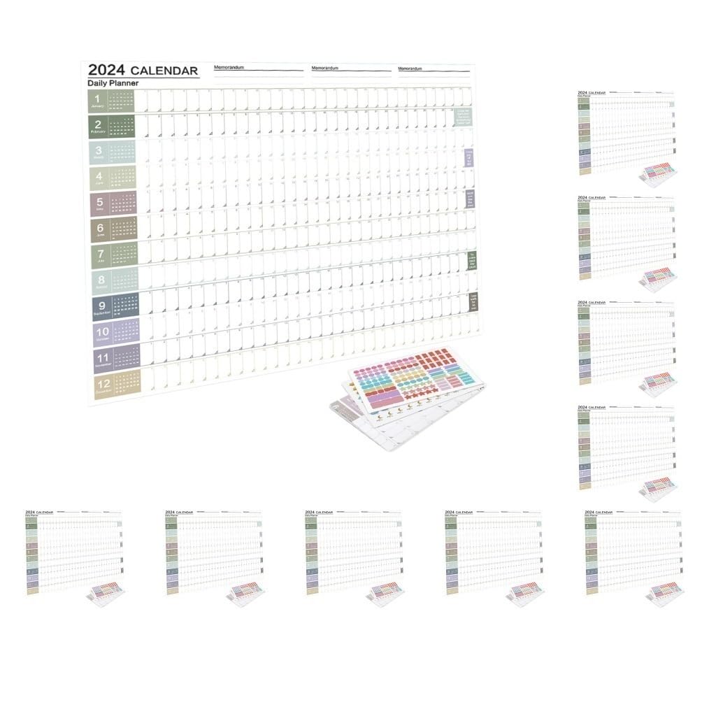 Set di 10 calendari da appendere alla parete 2024, calendario annuale per compiti in aula e la casa, stile A