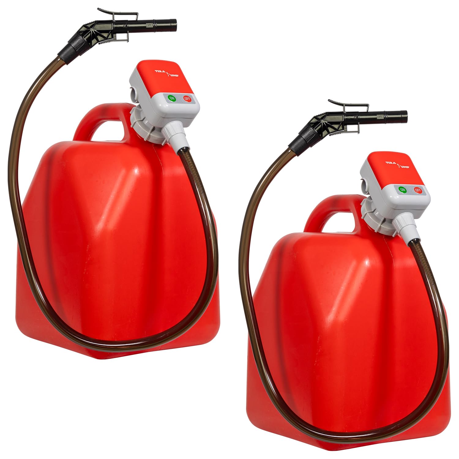 TERA PUMP 2PK - 4th Gen - Fuel Transfer Pump/No More Gas Can Lifting, Fits numerous Gas Cans (Advanced Auto-Stop Sensor and Flexible in and Out Take Hose)